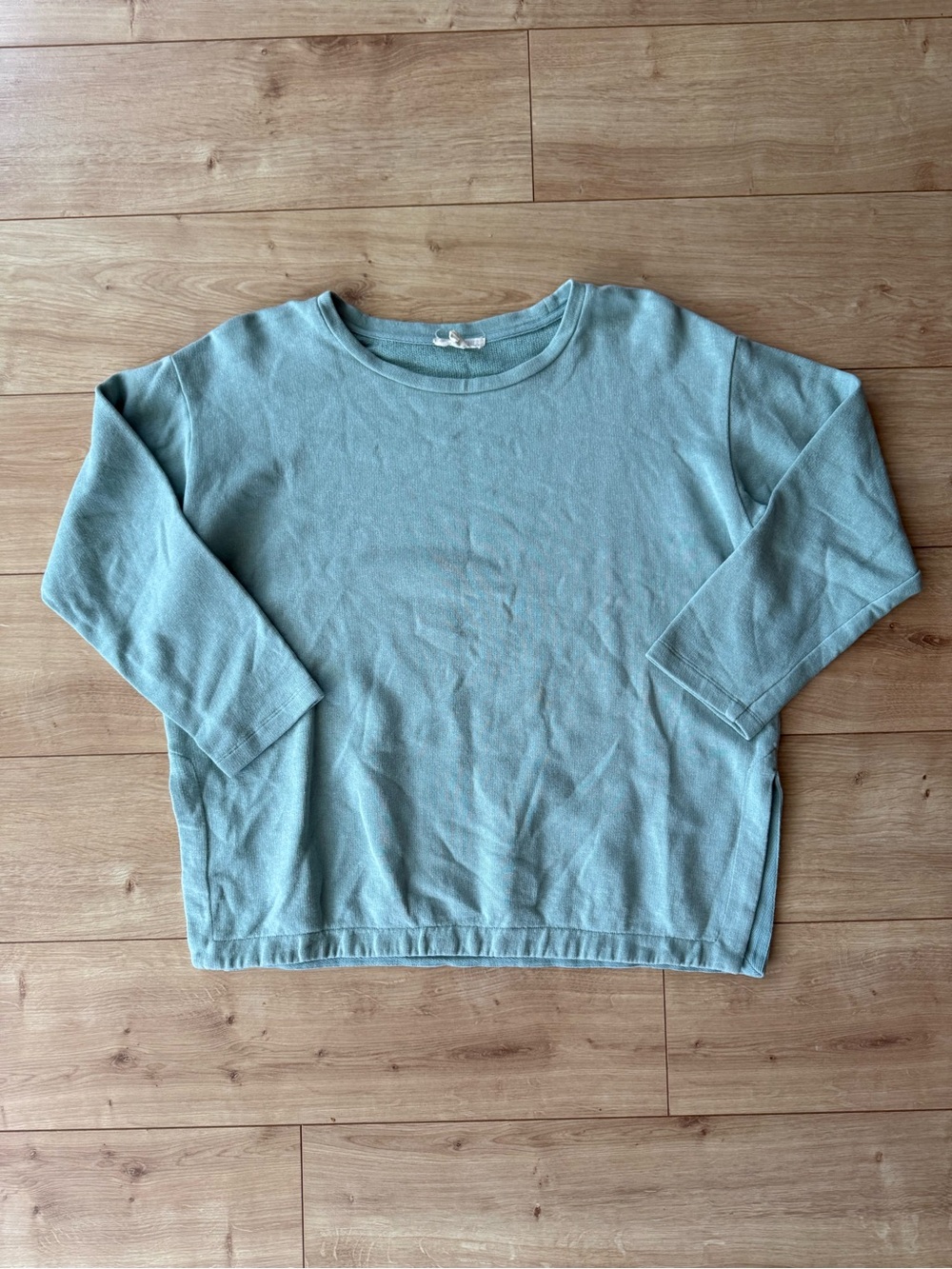 Eileen Fisher Aqua Terry Pullover Organic Cotton Lyocell Boxy Sweatshirt